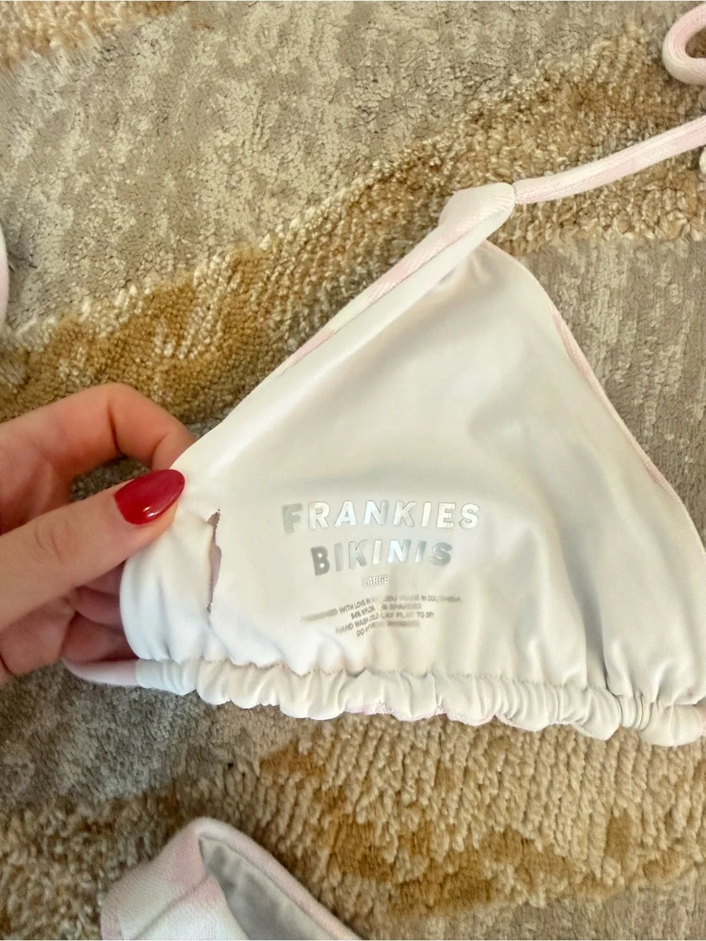 FRANKIES BIKINIS PINK GINGHAM BIKINI SET